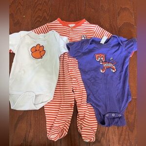 3 pack Clemson football 6month baby clothes